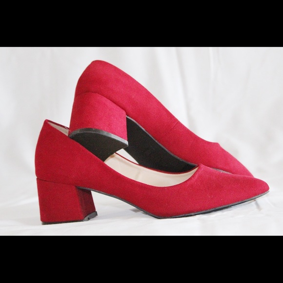 NEW NEVER WORN Red block heel flats - Picture 1 of 3